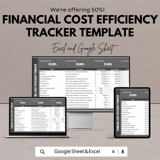 Financial Cost Efficiency Tracker Template | Cost Analysis Spreadsheet | Budget Efficiency Dashboard | Business Finance Tracker