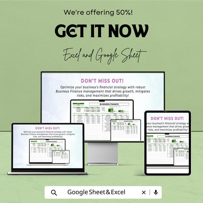 Business Finance Template | Financial Planner | Income and Expense Tracker | Cash Flow & Budgeting Spreadsheet | Business Accounting Tool