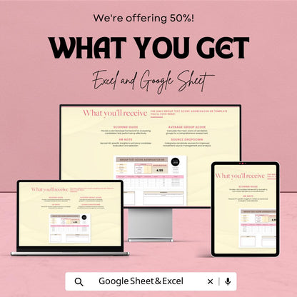 Group Test Score Aggregator HR Template | Candidate Evaluation Spreadsheet | Hiring Assessment Tool | Excel & Google Sheets