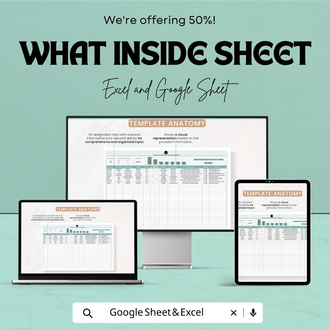 Operations Regulatory Requirements Tracking Template | Compliance Tracker | Excel & Google Sheets
