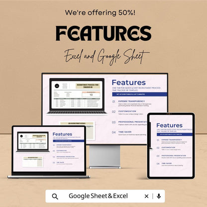 Recruitment Process Time Tracker HR Template, Hiring Tracker Excel, Google Sheets HR Spreadsheet, Candidate Tracking, Recruitment Dashboard