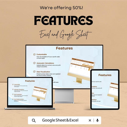 Sales Contract Value and Profit Margin Calculator Template, , Profit Tracker, Contract Value Spreadsheet, Business Profit Tool