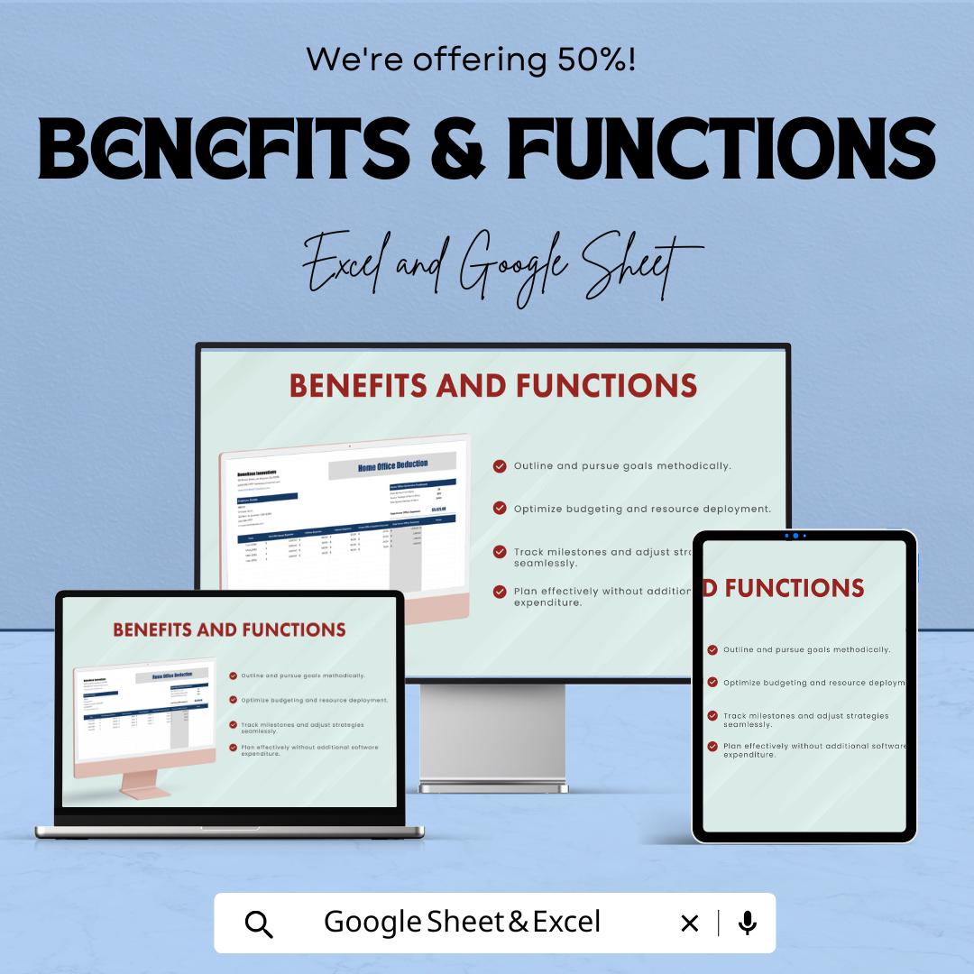 Home Office Deduction Template | Excel and Google Sheets Tax Deduction Tracker | Remote Work Expense Calculator | Home Office Expense Log