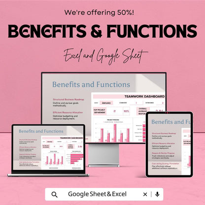 Teamwork Dashboard Sheet - Project Management Excel & Google Sheet - Track Tasks, Team Performance, and Progress - 50% Off Now!