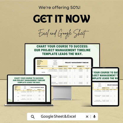 Project Management Timeline Sheet | Excel & Google Sheets Template for Efficient Project Planning and Tracking | Task and Milestone Tracker