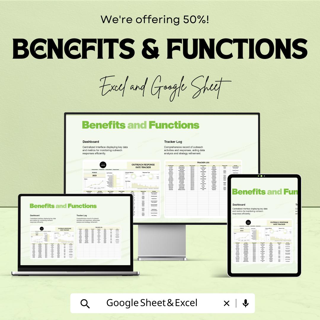Outreach Response Rate Tracker HR Sheet | Excel and Google Sheets Template | HR Dashboard & Analytics Tracker