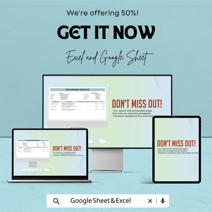 Recurring Invoice Template | Subscription Billing Template | Automated Invoice Sheet | Editable Business Billing | Printable Payment Tracker