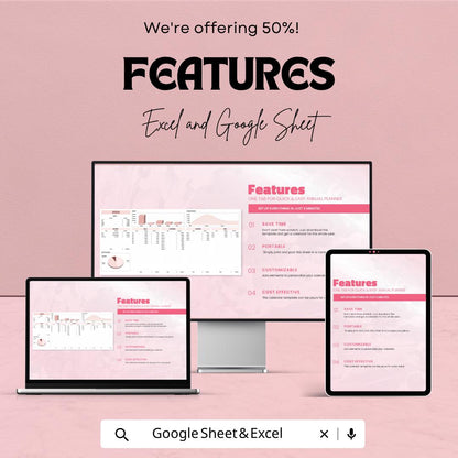 Annual Planner Template | Yearly Budget Planner | Goal Tracker Spreadsheet | Financial Planner | Digital Planner