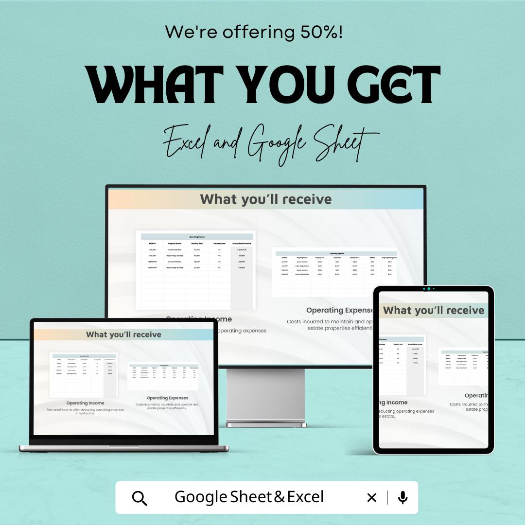 Real Estate Investing Template | Excel & Google Sheets Rental Property Tracker | Investment Analysis Spreadsheet | Cash Flow ROI Dashboard