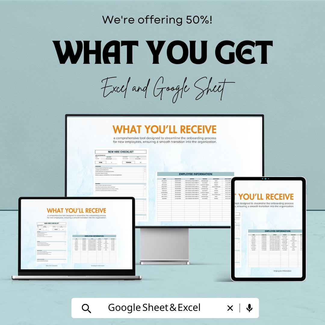 New Hire Checklist Sheet | Employee Onboarding Excel and Google Sheet Template | Task Management & Documentation