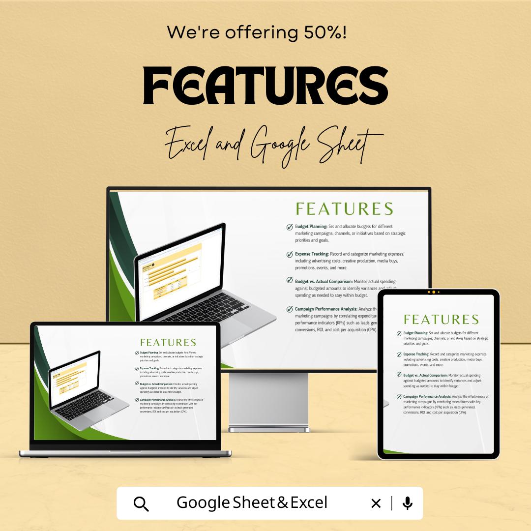 Marketing Budget Tracker Template | Google Sheets & Excel | Marketing Expense Tracker | Budget Planner | Campaign Budget Spreadsheet