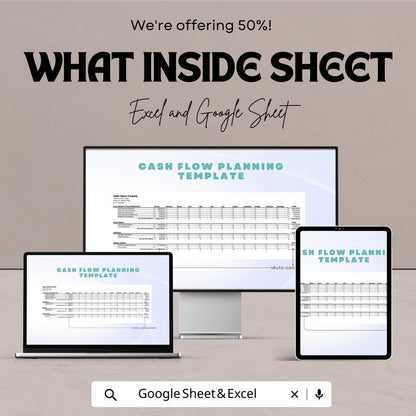 Cash Flow Planning Template, Cashflow Budget Planner Spreadsheet, Business Financial Planning Template, Small Business Cash Flow Tracker