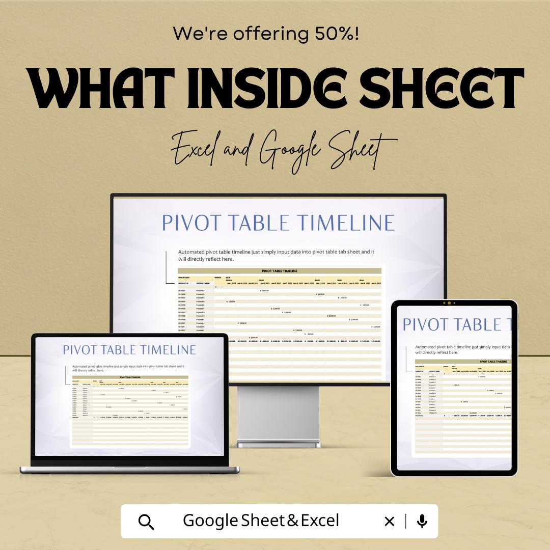 Pivot Table Timeline Sheet | Google Sheets | Data Trends Dashboard | Automated Pivot Report | Sales & KPI Tracker | Editable Template