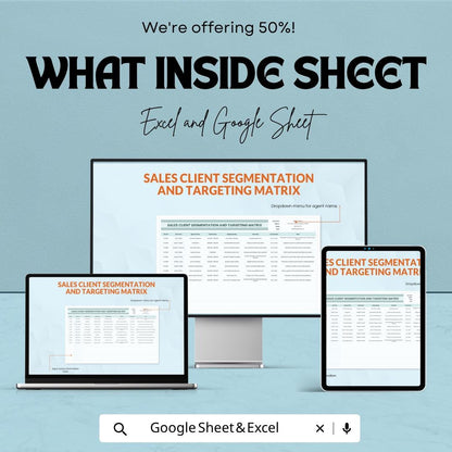Sales Client Segmentation Template Excel | Customer Segmentation Matrix Google Sheets | Sales Targeting Tracker | CRM Spreadsheet |