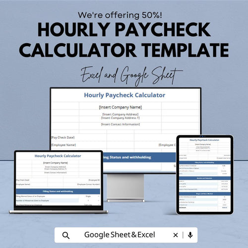 Hourly Paycheck Calculator Template | Payroll Spreadsheet | Salary & Tax Calculator | Payslip Generator | Income Tracker Tool