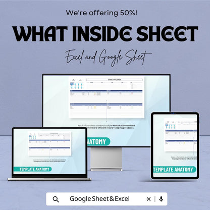 Workout Planner Sheet - Fitness Tracker for Exercise, Goal Setting, and Progress Tracking in Excel & Google Sheets