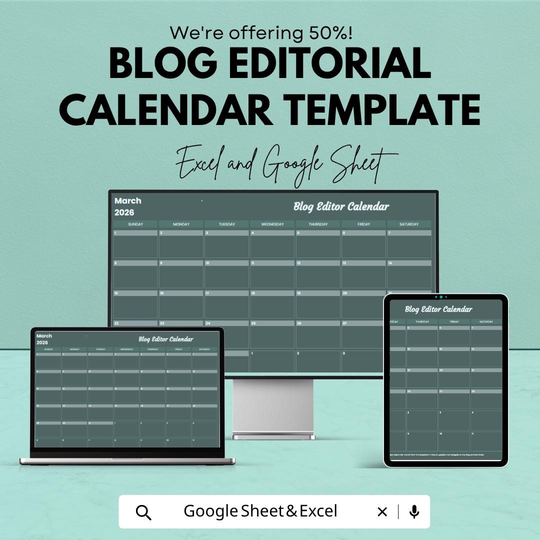Blog Content Calendar Template | Editorial Calendar Spreadsheet | Content Planning Template | Blog and Social Media Planner