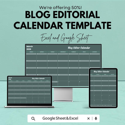 Blog Content Calendar Template | Editorial Calendar Spreadsheet | Content Planning Template | Blog and Social Media Planner