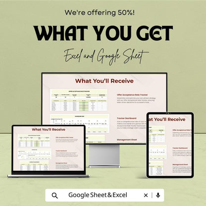 Offer Acceptance Rate Tracker HR Template | Recruitment Analytics Dashboard | Hiring KPI Spreadsheet | Candidate Tracking Tool