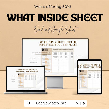 Marketing Promo Offer Budgeting Tool Sheet - Excel & Google Sheets Template - Budget Planner for Marketing Campaigns