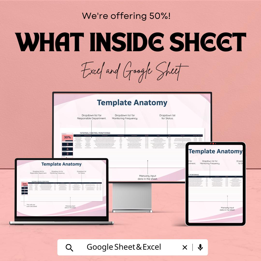 Internal Control Monitoring Template | Control Assessment Tracker | Compliance Review Log | Audit Monitoring Spreadsheet