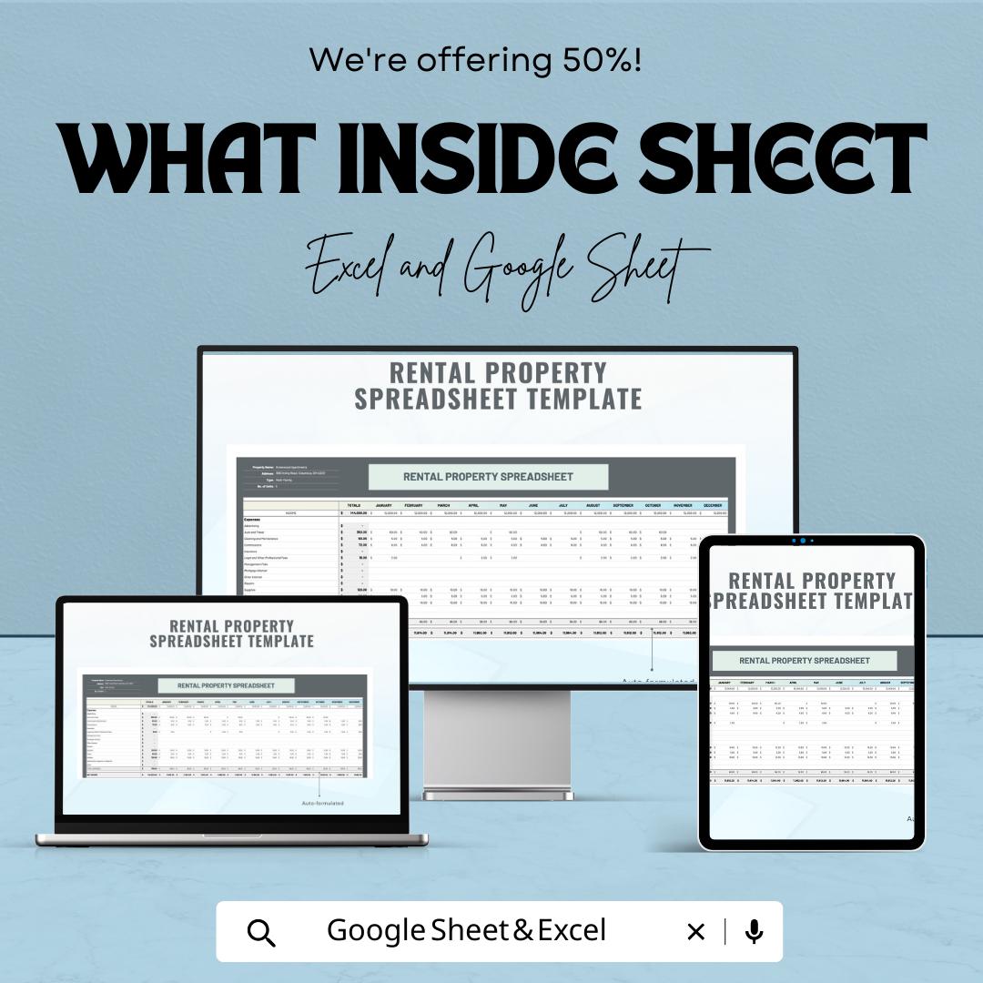 Rental Property Spreadsheet Template, Rental Income Tracker, Landlord Expense Tracker, Real Estate Investment Sheet