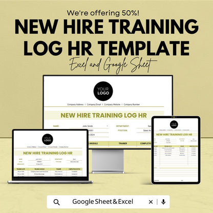 New Hire Training Log HR Template | Employee Onboarding Tracker | Training Log Spreadsheet | Excel & Google Sheets