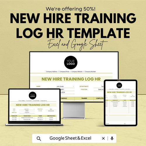 New Hire Training Log HR Template | Employee Onboarding Tracker | Training Log Spreadsheet | Excel & Google Sheets