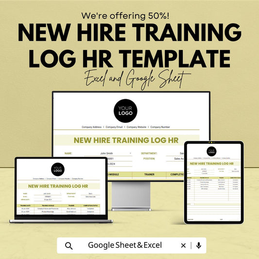 New Hire Training Log HR Template | Employee Onboarding Tracker | Training Log Spreadsheet | Excel & Google Sheets