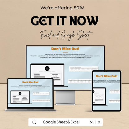 Ad Referral Source Compilation HR Template |  Recruitment Tracker | Employee Referral Form | Applicant Management Spreadsheet