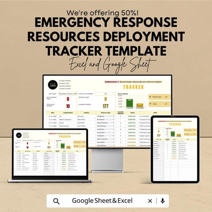 Emergency Response Tracker Template, Resource Deployment Spreadsheet, Incident Management Tool, Emergency Planner Excel