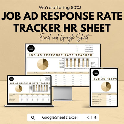 Job Ad Response Rate Tracker HR Sheet | Excel & Google Sheets | Hiring Funnel Analytics | Applicant Response Tracker | HR Dashboard KPI