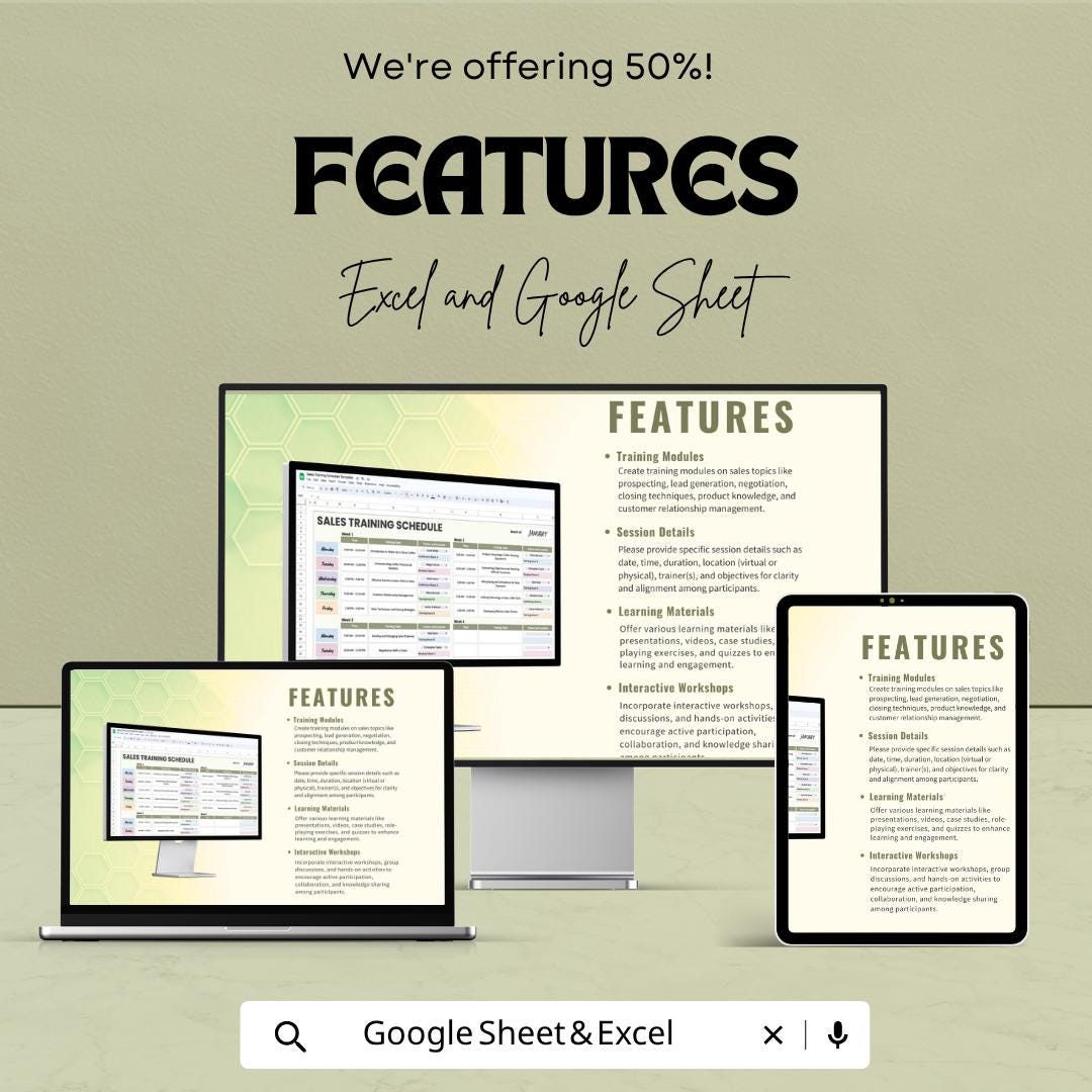 Sales Training Schedule Template | Employee Training Planner | Sales Training Tracker | Staff Training Schedule | Training Plan Template