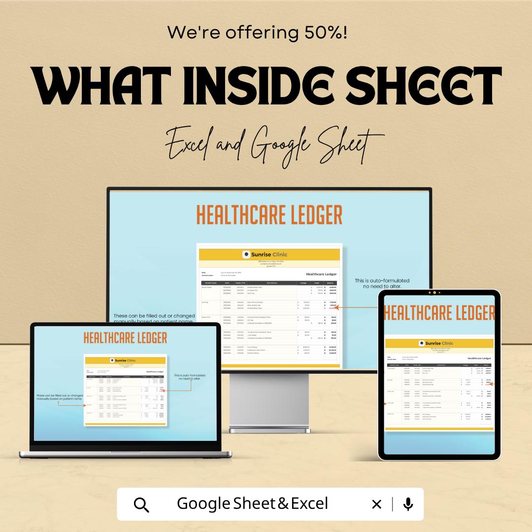 Healthcare Ledger Template | Medical Expense Tracker | Patient Billing Spreadsheet | Expense Log Book | Healthcare Accounting Sheet