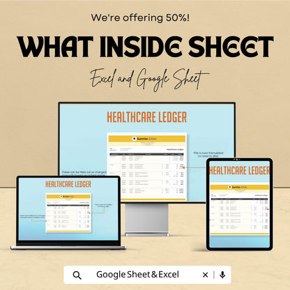 Healthcare Ledger Template | Medical Expense Tracker | Patient Billing Spreadsheet | Expense Log Book | Healthcare Accounting Sheet