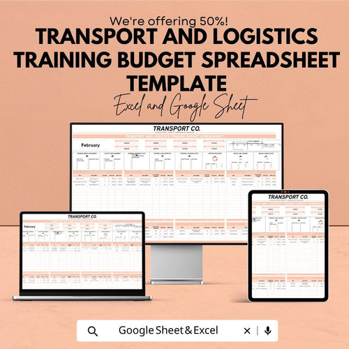 Transport and Logistics Training Budget Spreadsheet Template | Excel & Google Sheets | Training Cost Planner | Logistics Budget Tracker |