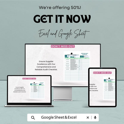 Operations Supplier Audit Checklist Template | Vendor Compliance Audit Tool | Excel & Google Sheets