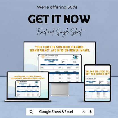 Nonprofit Monthly Budget Template | Nonprofit Budget Spreadsheet | Charity Budget Planner | Income & Expense Tracker