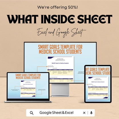 Smart Goals Template for Medical Students | Study Planner | Goal Setting Tracker | Academic Progress Template | Editable Digital Planner