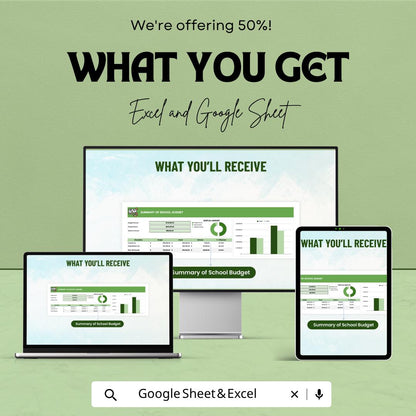 School Budget Template | Education Budget Planner | Expense Tracker Spreadsheet | Budget Management Sheet | Financial Planning Template