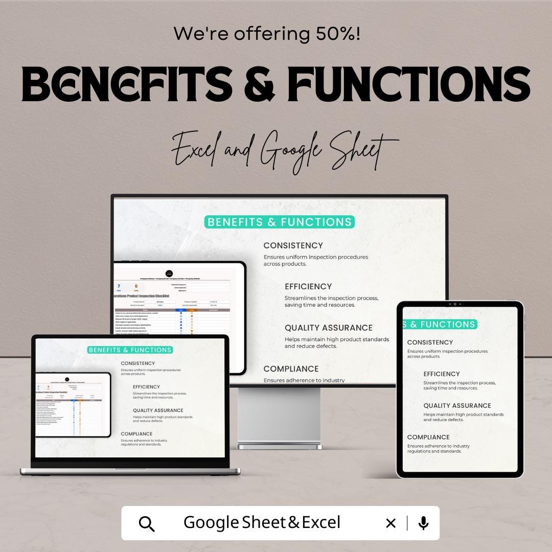 Operations Product Inspection Checklist Template | Quality Control Checklist | Excel & Google Sheets