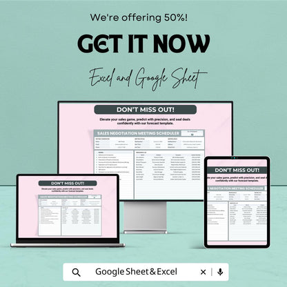 Sales Negotiation Meeting Scheduler Template, Excel & Google Sheets, Sales Meeting Planner, Client Meeting Tracker, Negotiation Agenda Sheet