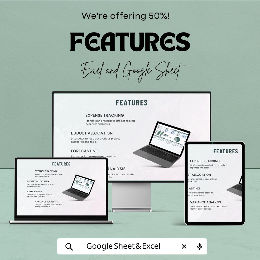 Operations Project Budget Planner - Google Sheets Template | Project Cost Tracking, Budget Management, Expense Control, Financial Planning