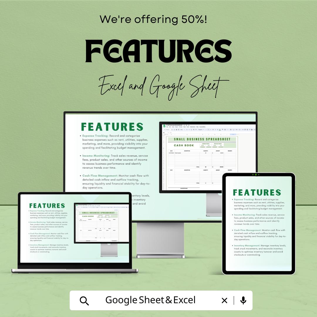 Small Business Spreadsheet Template | Cash Book for Income and Expenses | Excel & Google Sheets | Business Tracker | Digital Download