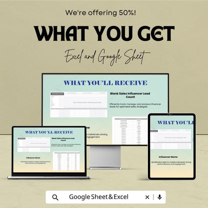 Sales Influencer Lead Count Template | Influencer Tracking Spreadsheet | Lead Management Tracker | Engagement & Conversion Tracker