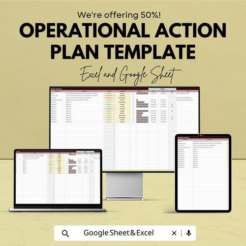 Operational Action Plan Template, Business Action Tracker, Project Action Plan Sheet, Operations Planning Tool