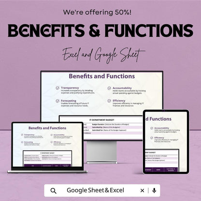 IT Department Budget Template | IT Budget Spreadsheet | Technology Budget Planner | Excel & Google Sheets | IT Expense Tracker Sheet