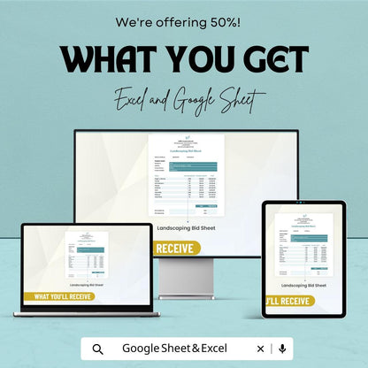 Landscaping Bid Sheet Template | Professional Excel & Google Sheet | Project Cost Breakdown | Easy to Customize | Instant Download