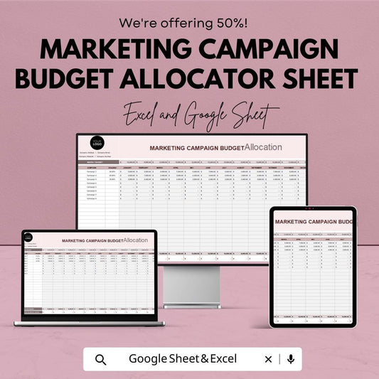 Marketing Campaign Budget Allocator Sheet | Excel and Google Sheets Template | Budget Allocation & ROI Optimization Tool