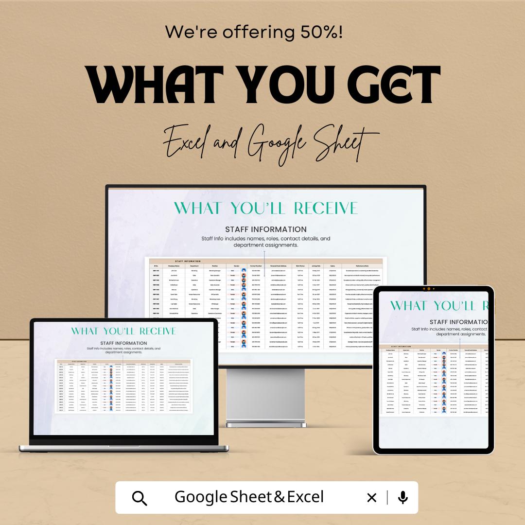 Administration Staff Contact Directory Template | Employee Contact List Spreadsheet | Excel & Google Sheets